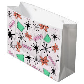 レトロアトミック形状ピンクオレンジ&グリーン ラージペーパーバッグ (正面アングル)