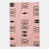 レトロアトミック時代ダイヤモンドパターンピンク キッチンタオル (縦)