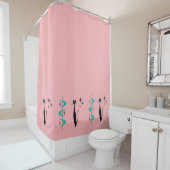 レトロアトミック時代ミッドセンチュリーモダンMCMキティ猫 シャワーカーテン (インサイチュ)