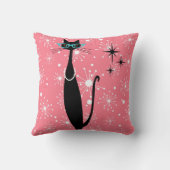 レトロアトミック時代ミッドセンチュリーモダンMCMブラックキャット クッション (裏面)