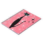 レトロアトミック時代ミッドセンチュリーモダンMCMブラックキャット ノートブック (左側)