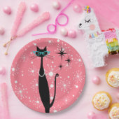 レトロアトミック時代ミッドセンチュリーモダンMCMブラックキャット ペーパープレート (パーティー)