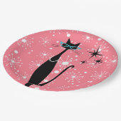 レトロアトミック時代ミッドセンチュリーモダンMCMブラックキャット ペーパープレート (アングル)