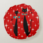 レトロアトミック時代ミッドセンチュリーモダンMCMブラックキャット ラウンドクッション (裏面)