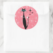 レトロアトミック時代ミッドセンチュリーモダンMCMブラックキャット ラウンドシール (バッグ)