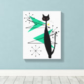 レトロアトミック時代MCMクールキャットキャンバス キャンバスプリント (インサイチュ (ウッドフロア))