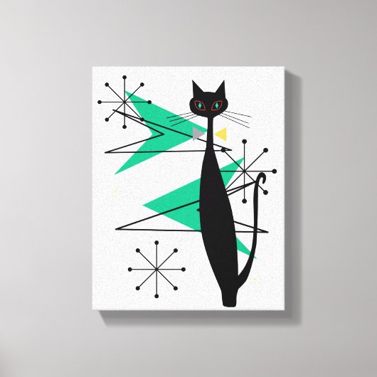 レトロアトミック時代MCMクールキャットキャンバス キャンバスプリント (正面)