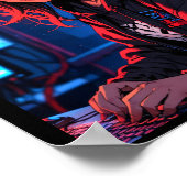 レトロアニメガールガマーサイバパンストリーミングセットアップ ポスター (角)