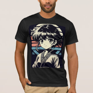 レトロアニメガールビンテージイラストTシャツデザイン Tシャツ