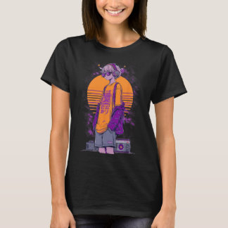 レトロアニメゲーマー少年 Tシャツ