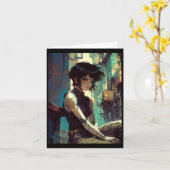 レトロアニメサイバーパンク少女ディストピア未来戦士 カード (黄色い花)