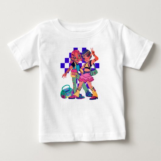 レトロアニメデュオグラフィックティーTシャツ ベビーTシャツ (正面)