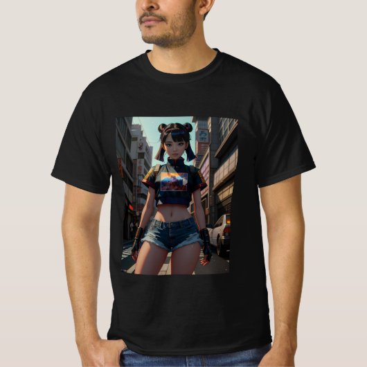 レトロアニメ東京通り Tシャツ (正面)