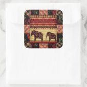 レトロアフリカのゾウプリント スクエアシール (バッグ)