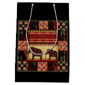 レトロアフリカのゾウプリント ミディアムペーパーバッグ (裏面)