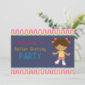 レトロアフリカアメリカンローラースケートで滑るパーティー 招待状 (スタンド正面)