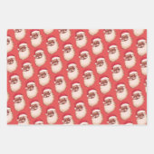 レトロアフリカンアメリカンブラックサンタ顔クリスマス ラッピングペーパーシート (正面)