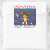 レトロアフリカンローラースケートで滑る誕生日 スクエアシール (バッグ)