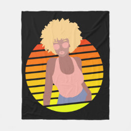 レトロアフロクイーン – アフロアメリカン・クイーン フリースブランケット