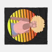 レトロアフロクイーン – アフロアメリカン・クイーン フリースブランケット (正面(横))