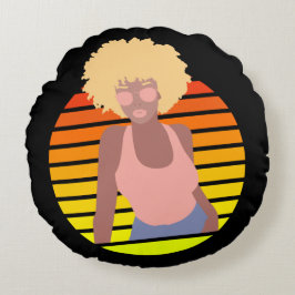 レトロアフロクイーン – アフロアメリカン・クイーン ラウンドクッション