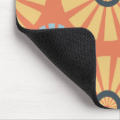 レトロアブストラットブルーとオレンジのデイジーパターン マウスパッド (コーナー)