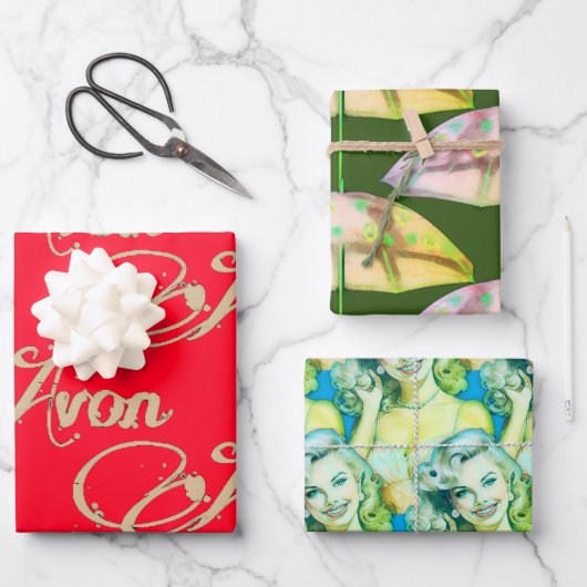 レトロアボンクリスマス ラッピングペーパーシート (正面)