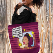 レトロアポップ・アートのートおもしろいフレーズ黄色の紫の緑 トートバッグ