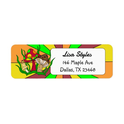 レトロアポップ・アートのートスタイルキノコ ラベル (正面)