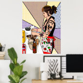 レトロアポップ・アートのートタトゥードレディベーキング ポスター (ホームオフィス)