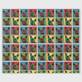 レトロアポップ・アートのートブルフランスのドッググリッドデザイン ラッピングペーパー (フラット)