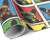 レトロアポップ・アートのートブルフランスのドッググリッドデザイン ラッピングペーパー (ロールコーナー)