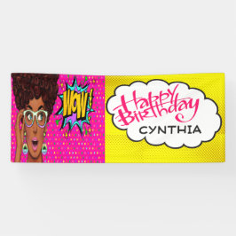 レトロアポップ・アートのートレかわいらしディ誕生日バナー 横断幕