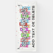 レトロアポップ・アートのートレかわいらしディ誕生日バナー 横断幕 (縦)