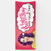 レトロアポップ・アートのートレかわいらしディ誕生日バナー 横断幕 (縦)