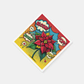 レトロアポップ・アートのート漫画ブックポインセティアデクーページ スタンダードカクテルナプキン (角)