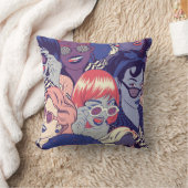 レトロアポップ・アートのート漫画女子のシームレスパターン。背景 クッション (ブランケット)