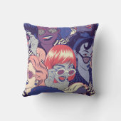 レトロアポップ・アートのート漫画女子のシームレスパターン。背景 クッション (裏面)