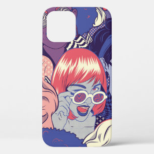 レトロアポップ・アートのート漫画女子のシームレスパターン。背景 iPhone 12ケース