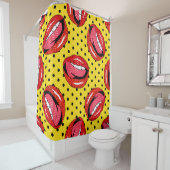 レトロアポップ・アートのート:漫画パッチバッジ シャワーカーテン (インサイチュ)