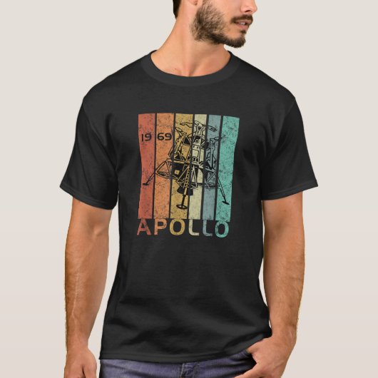 レトロアポロ11 50周年月着陸1969 Tシャツ (正面)