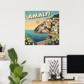 レトロアマルフィ海岸:世紀中頃の旅行ポスター ポスター (ホームオフィス)