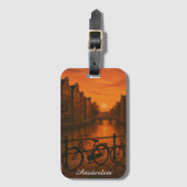 レトロアムステルダムオランダグラッテンサンセットグロー ラゲッジタグ (正面縦)