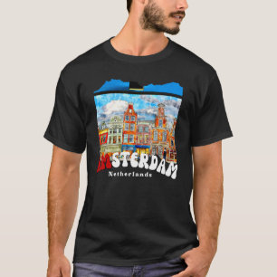 レトロアムステルダム絵画ズオランダアムステルダム Tシャツ