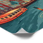 レトロアムステルダム、オランダ ポスター (角)