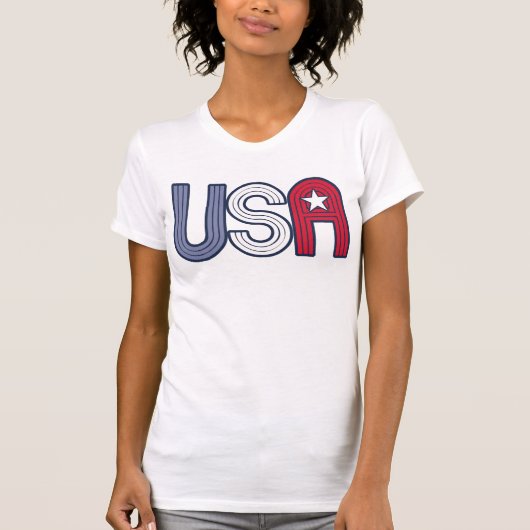 レトロアメリカとスター愛国心 Tシャツ (正面)