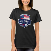 レトロアメリカのサッカーチーム米国国旗の愛国的な私 Tシャツ (正面)