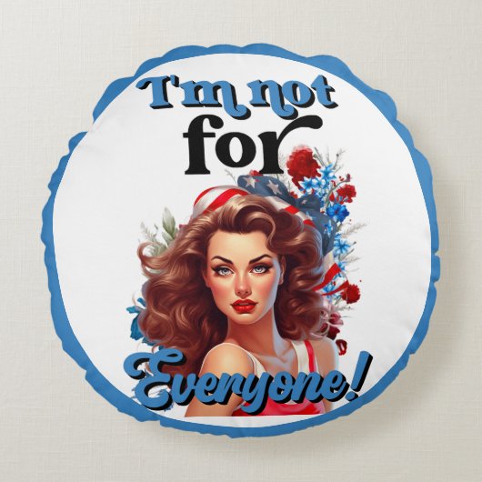 レトロアメリカのピンナップ_誰にとっても ラウンドクッション (正面)