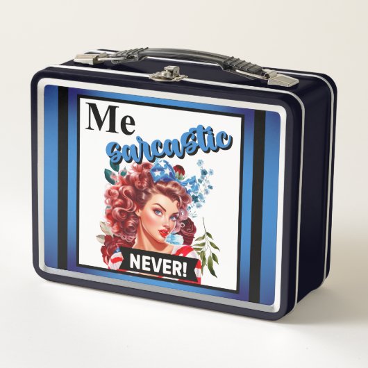 レトロアメリカピンナップ_私の皮肉は決して メタルランチボックス (正面)
