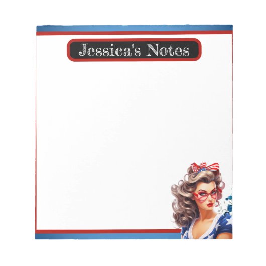 レトロアメリカピンナップ_美しい一日のノート ノートパッド (正面)